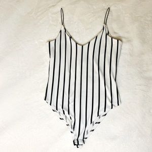Striped V-Neck Bodysuit